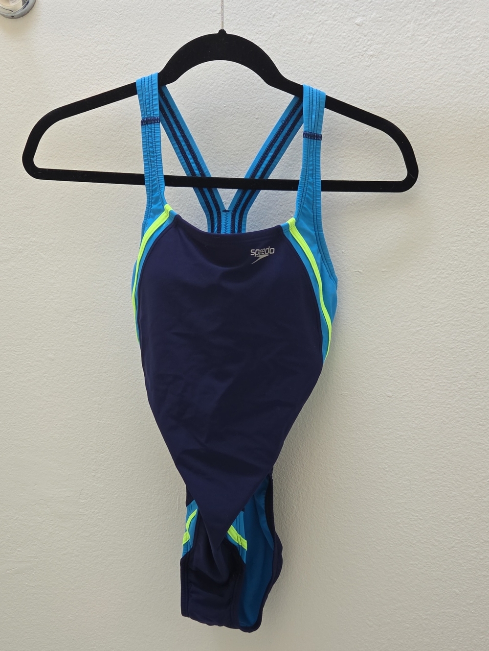 Speedo Navy, Blue & Yellow Racerback One-Piece Women's Swimsuit Size 8